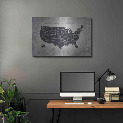 Luxe Metal Art 'Riveting USA Map' by James Wiens, Metal Wall Art,36x24