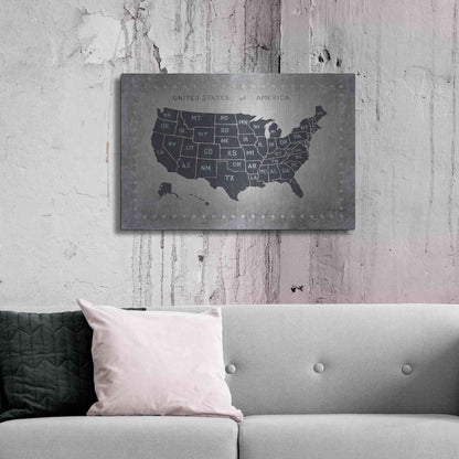 Luxe Metal Art 'Riveting USA Map' by James Wiens, Metal Wall Art,36x24