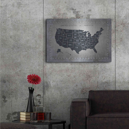 Luxe Metal Art 'Riveting USA Map' by James Wiens, Metal Wall Art,36x24
