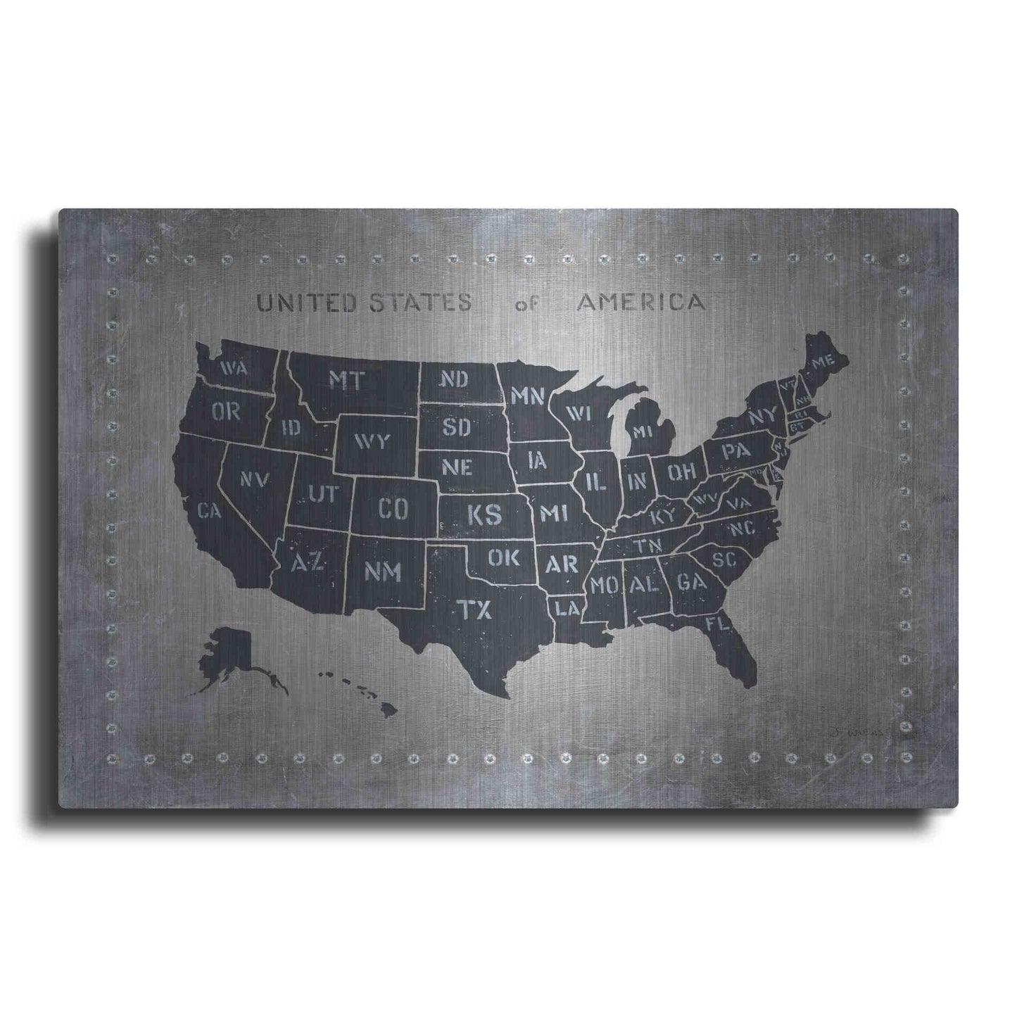 Luxe Metal Art 'Riveting USA Map' by James Wiens, Metal Wall Art