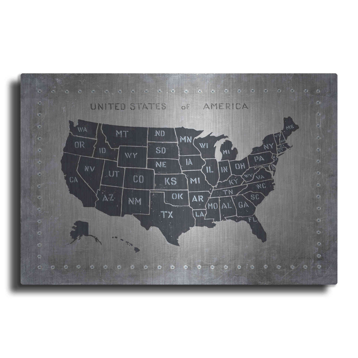 Luxe Metal Art 'Riveting USA Map' by James Wiens, Metal Wall Art