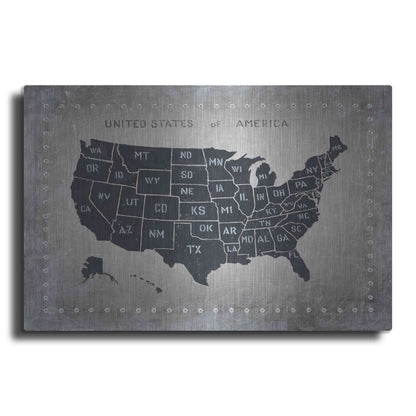 Luxe Metal Art 'Riveting USA Map' by James Wiens, Metal Wall Art