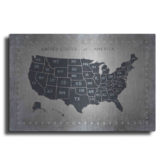 Luxe Metal Art 'Riveting USA Map' by James Wiens, Metal Wall Art