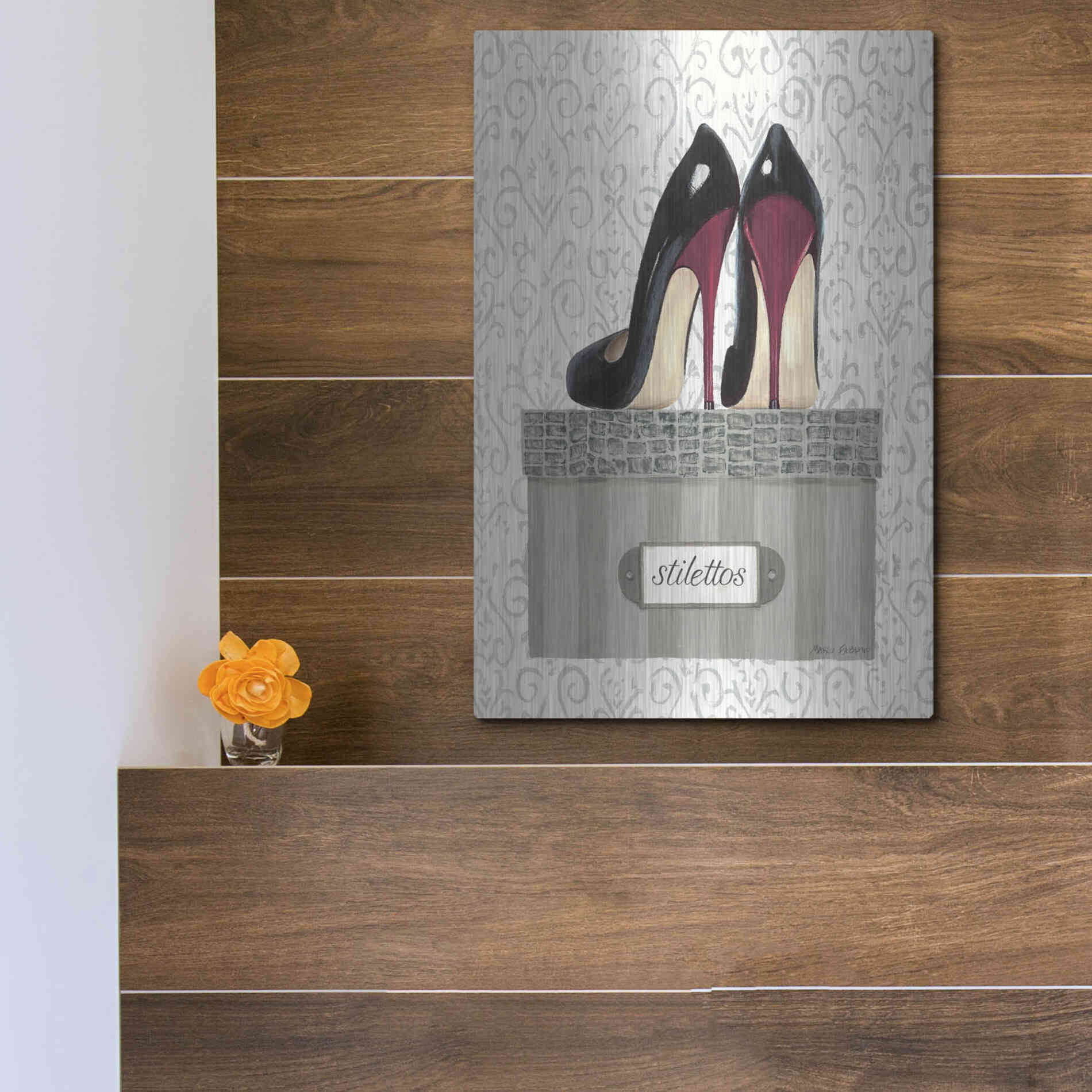 Luxe Metal Art 'Tres Chic IV' by Marco Fabiano, Metal Wall Art,12x16