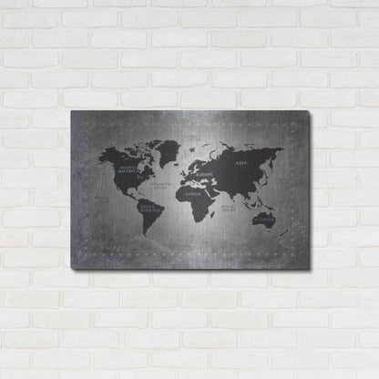 Luxe Metal Art 'Riveting World Map' by James Wiens, Metal Wall Art,36x24