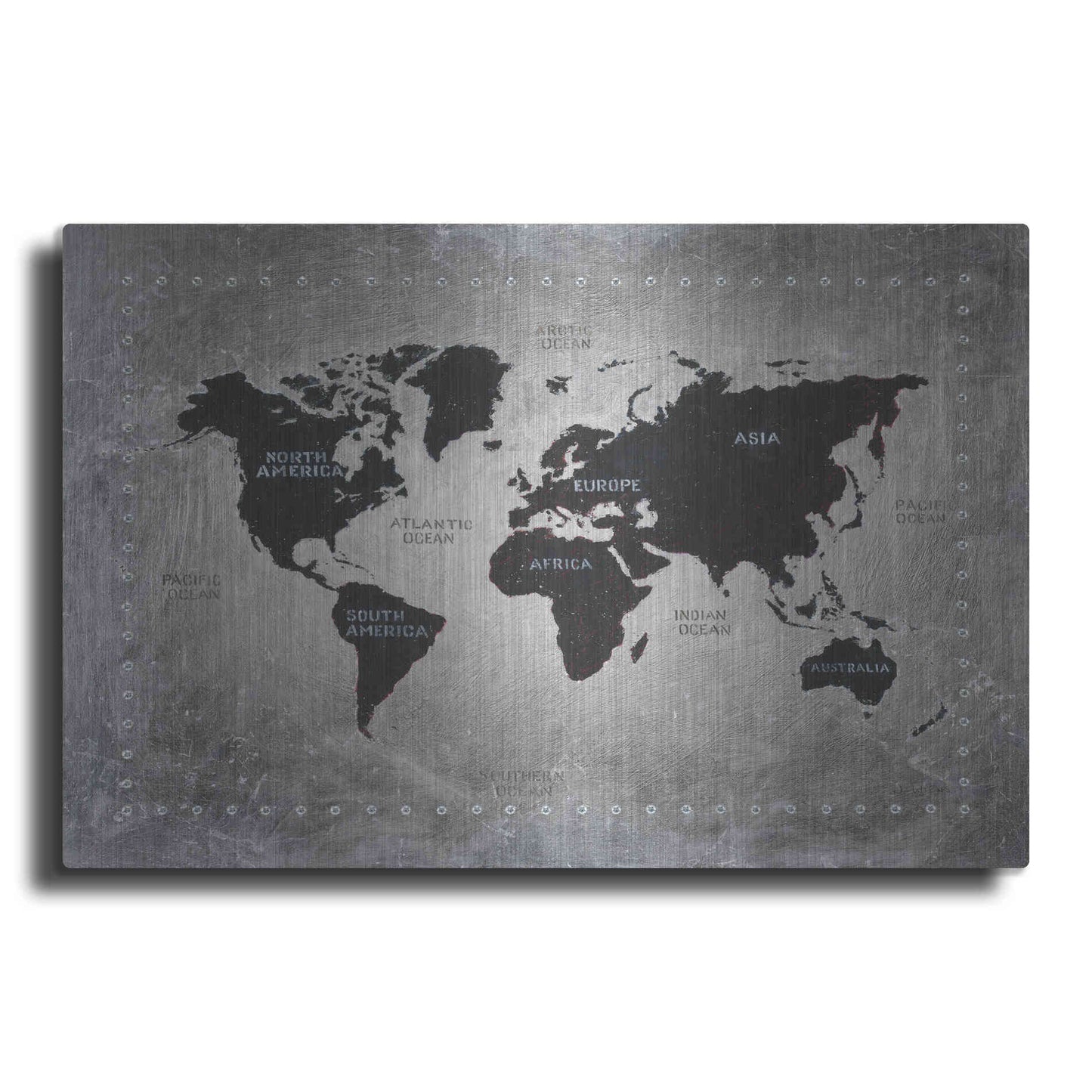 Luxe Metal Art 'Riveting World Map' by James Wiens, Metal Wall Art