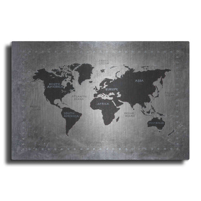Luxe Metal Art 'Riveting World Map' by James Wiens, Metal Wall Art