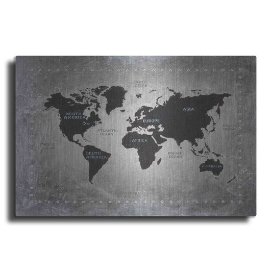 Luxe Metal Art 'Riveting World Map' by James Wiens, Metal Wall Art