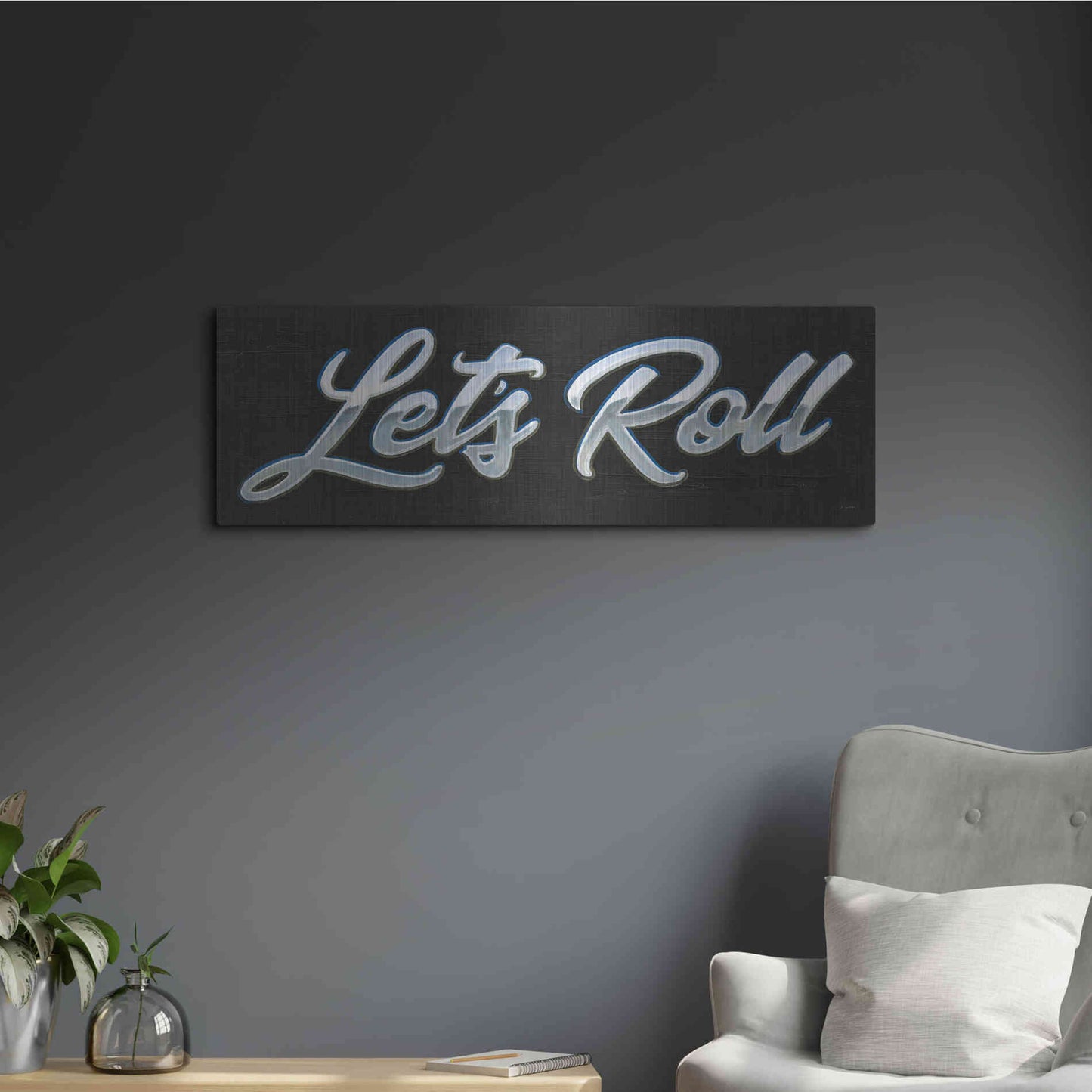 Luxe Metal Art 'Lets Roll III' by James Wiens, Metal Wall Art,36x12