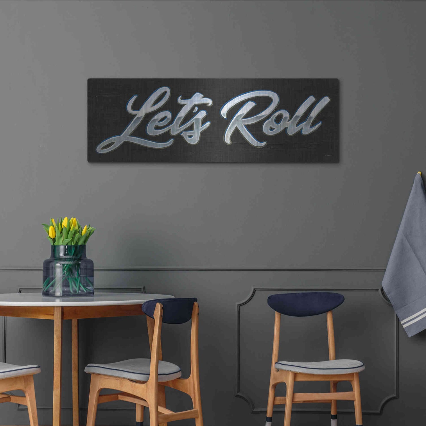 Luxe Metal Art 'Lets Roll III' by James Wiens, Metal Wall Art,48x16