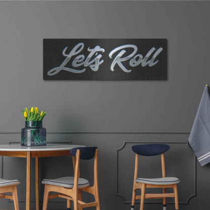 Luxe Metal Art 'Lets Roll III' by James Wiens, Metal Wall Art,48x16