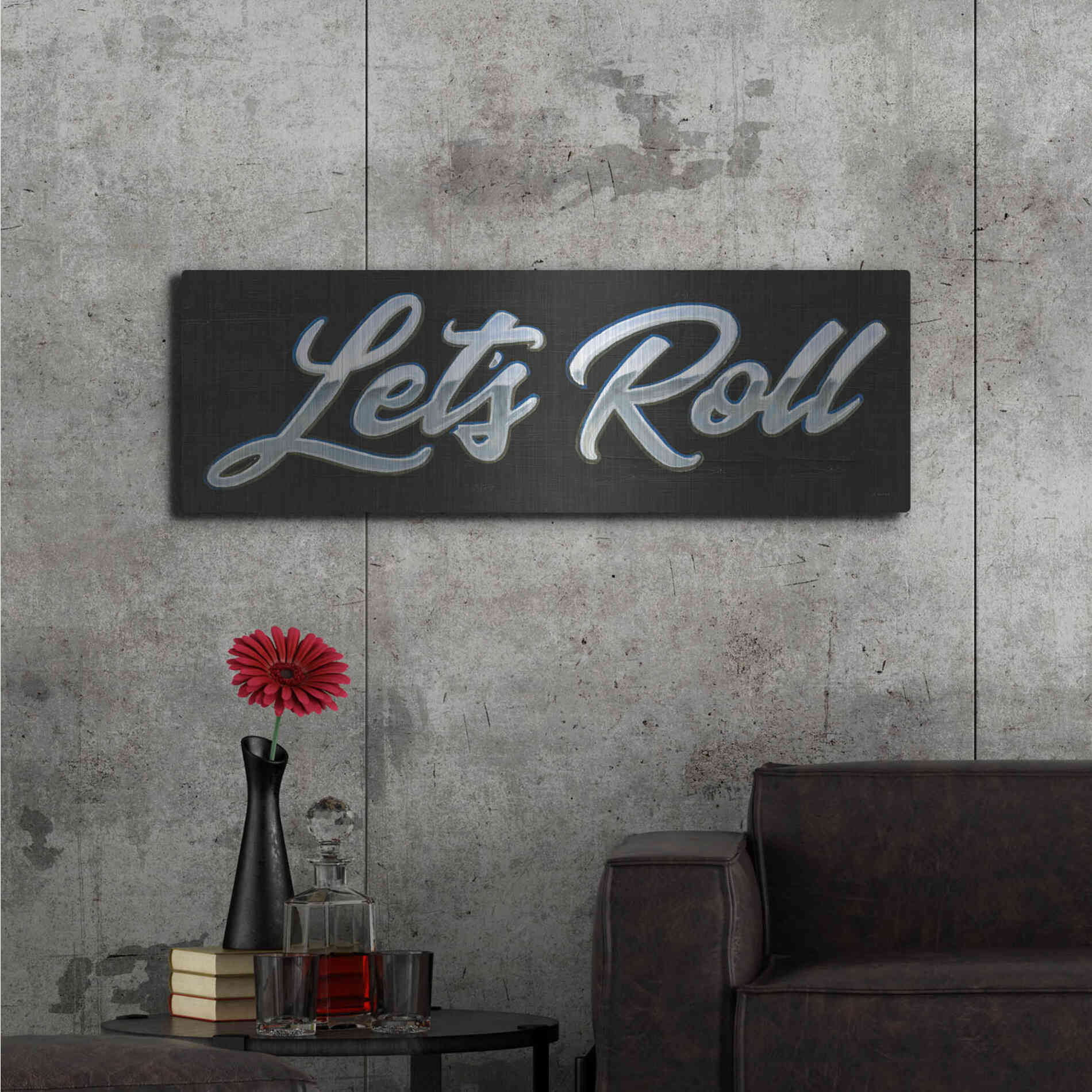 Luxe Metal Art 'Lets Roll III' by James Wiens, Metal Wall Art,48x16