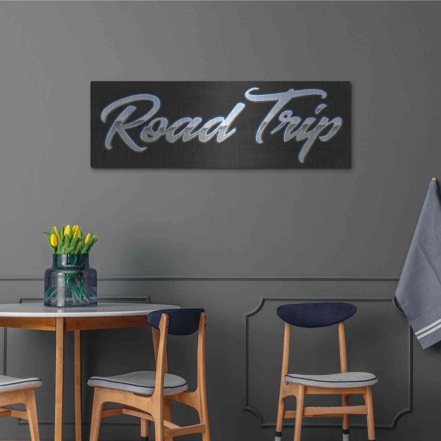 Luxe Metal Art 'Lets Roll IV' by James Wiens, Metal Wall Art,48x16