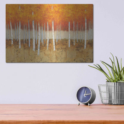 Luxe Metal Art 'Autumn Birches' by James Wiens, Metal Wall Art,16x12