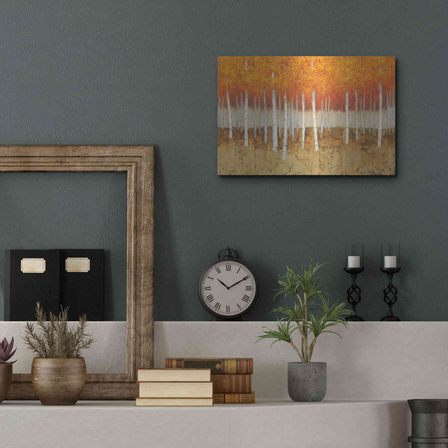 Luxe Metal Art 'Autumn Birches' by James Wiens, Metal Wall Art,16x12