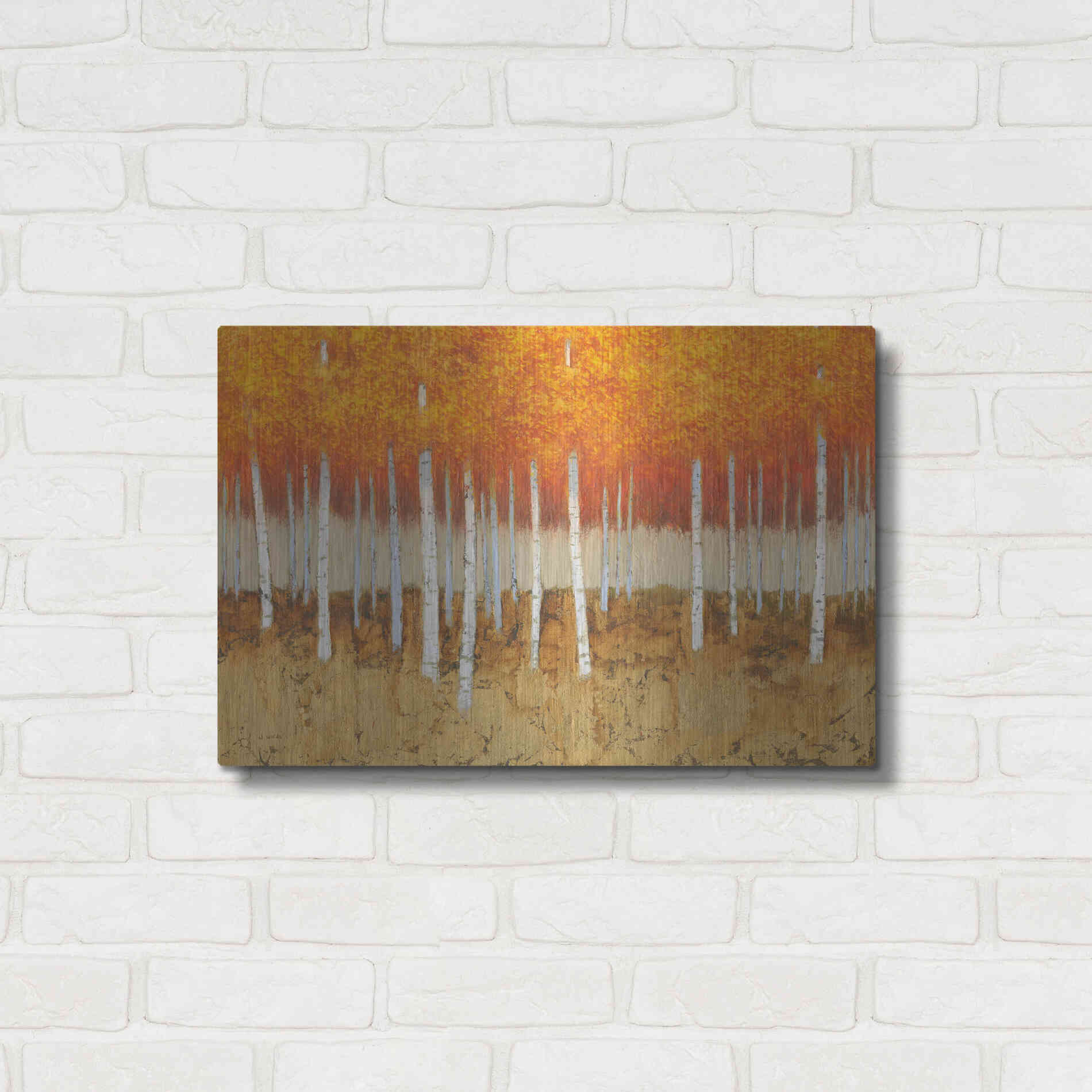 Luxe Metal Art 'Autumn Birches' by James Wiens, Metal Wall Art,24x16
