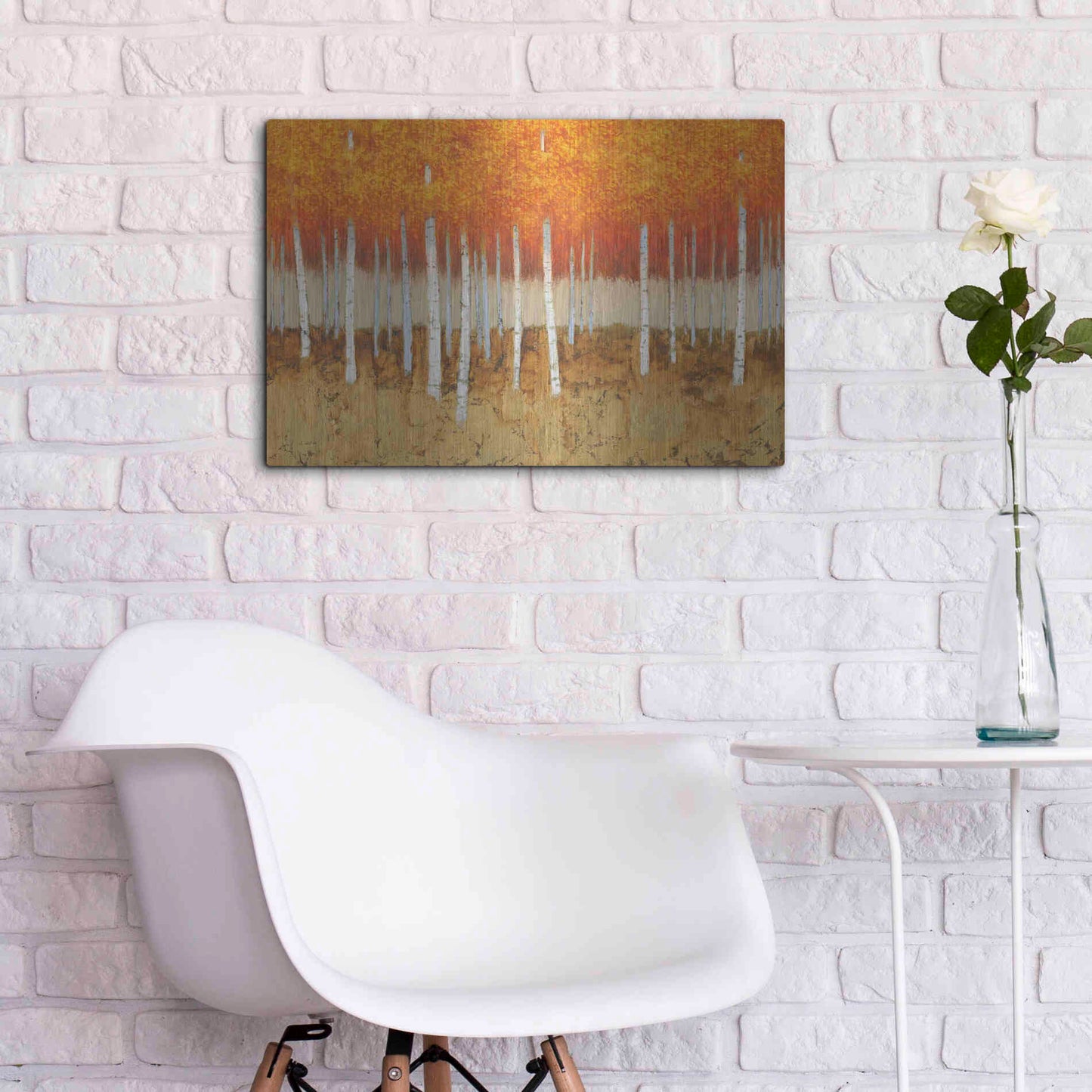 Luxe Metal Art 'Autumn Birches' by James Wiens, Metal Wall Art,24x16