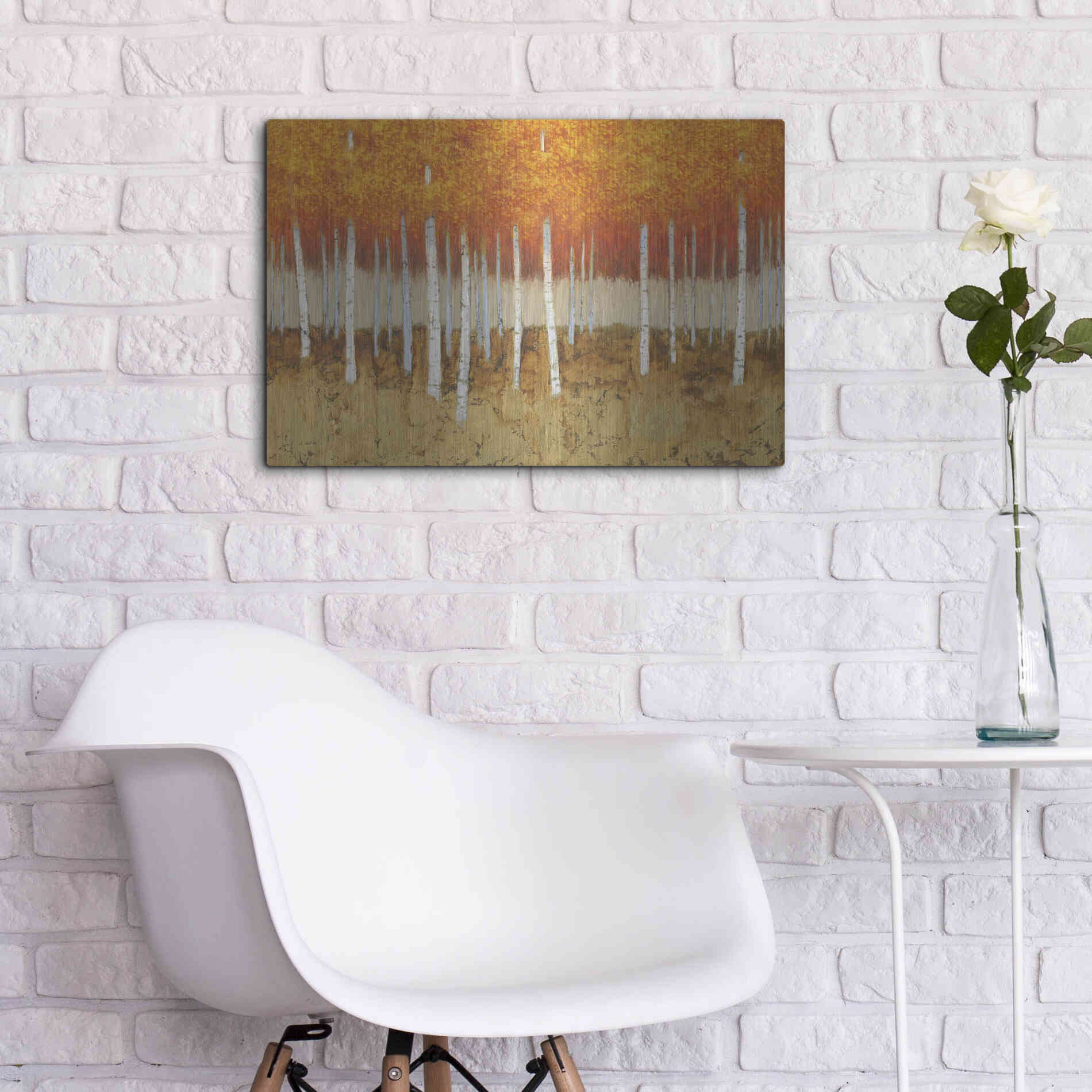 Luxe Metal Art 'Autumn Birches' by James Wiens, Metal Wall Art,24x16
