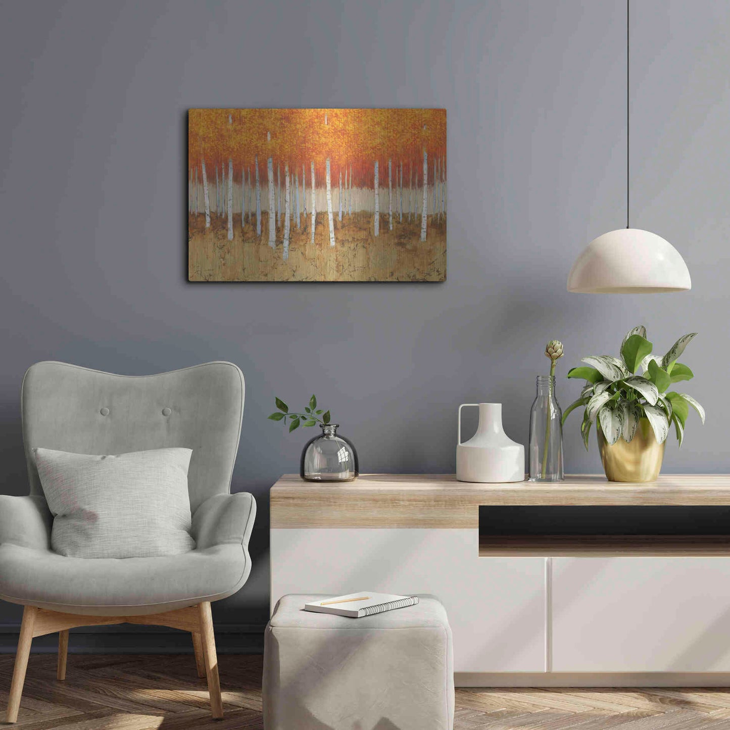 Luxe Metal Art 'Autumn Birches' by James Wiens, Metal Wall Art,24x16