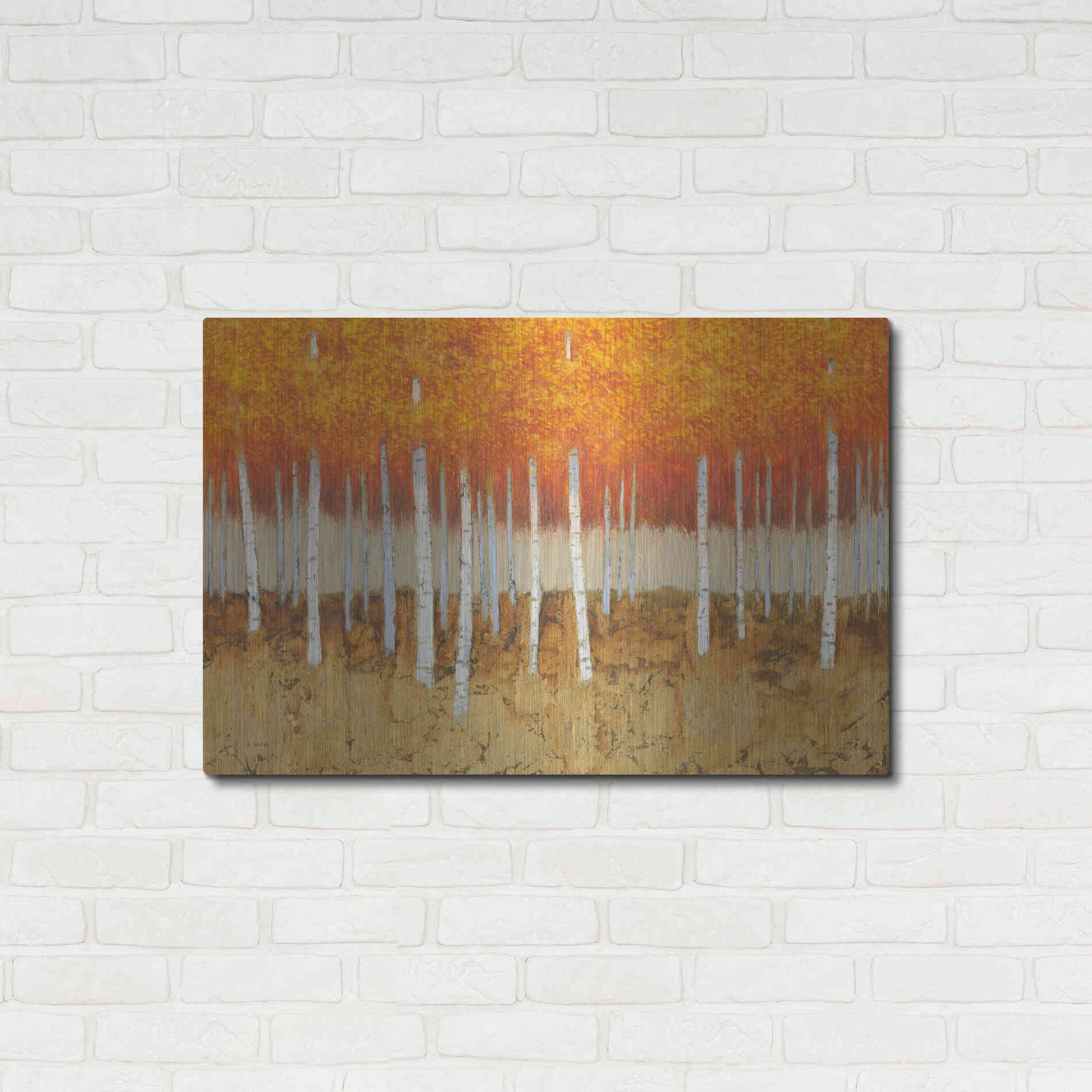 Luxe Metal Art 'Autumn Birches' by James Wiens, Metal Wall Art,36x24