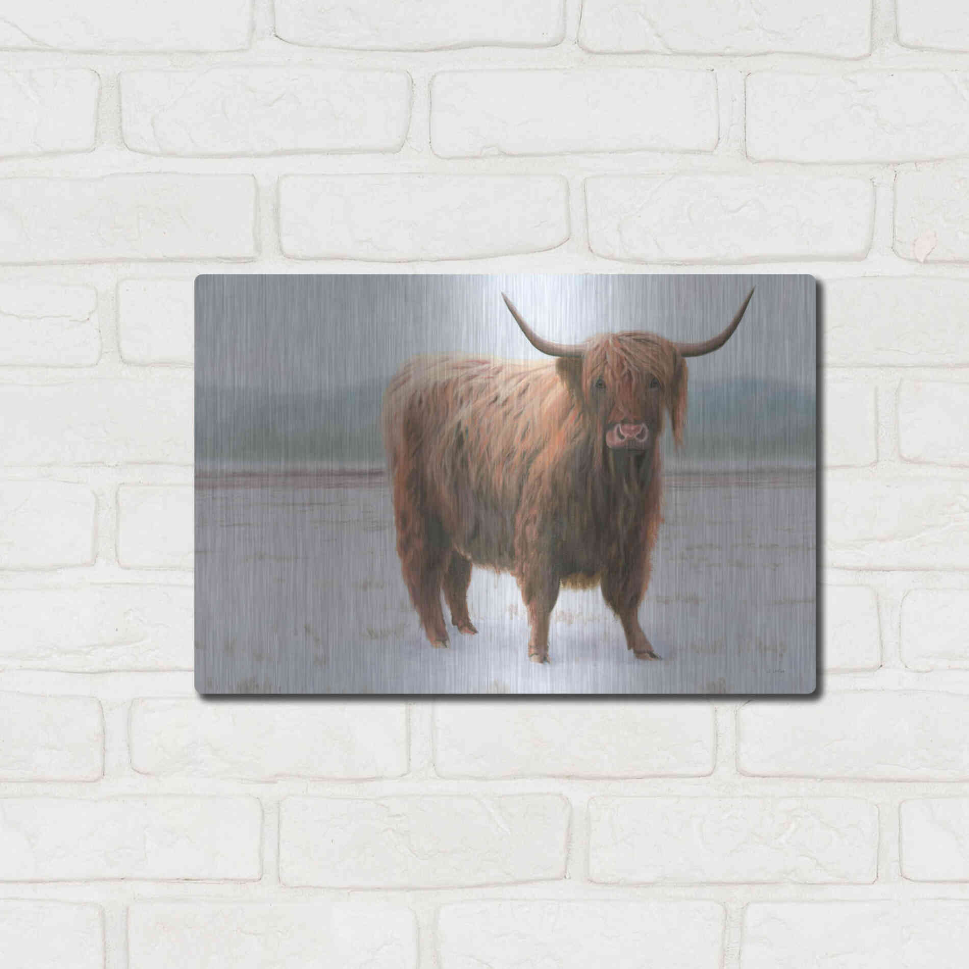 Luxe Metal Art 'King of the Highland Fields' by James Wiens, Metal Wall Art,16x12