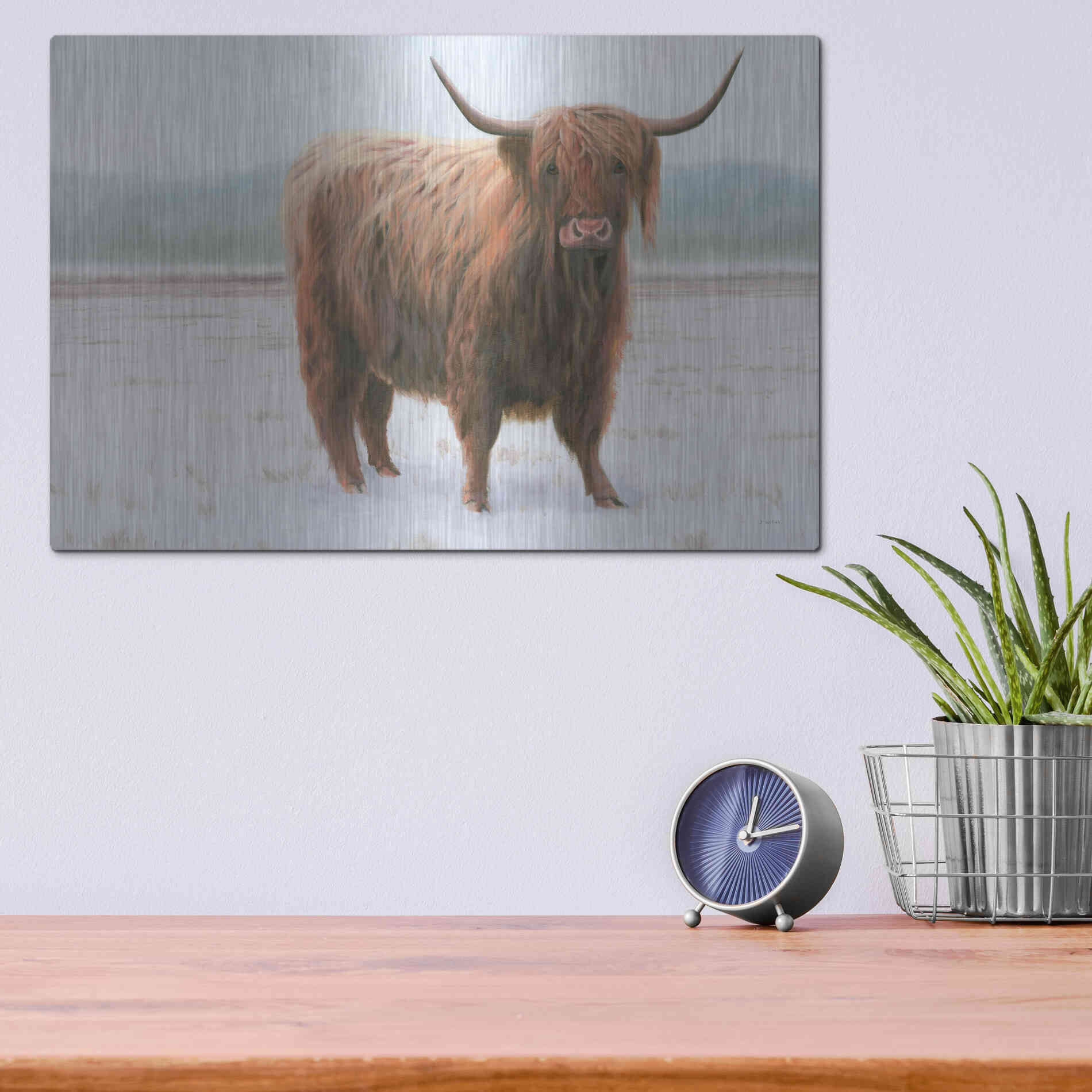 Luxe Metal Art 'King of the Highland Fields' by James Wiens, Metal Wall Art,16x12