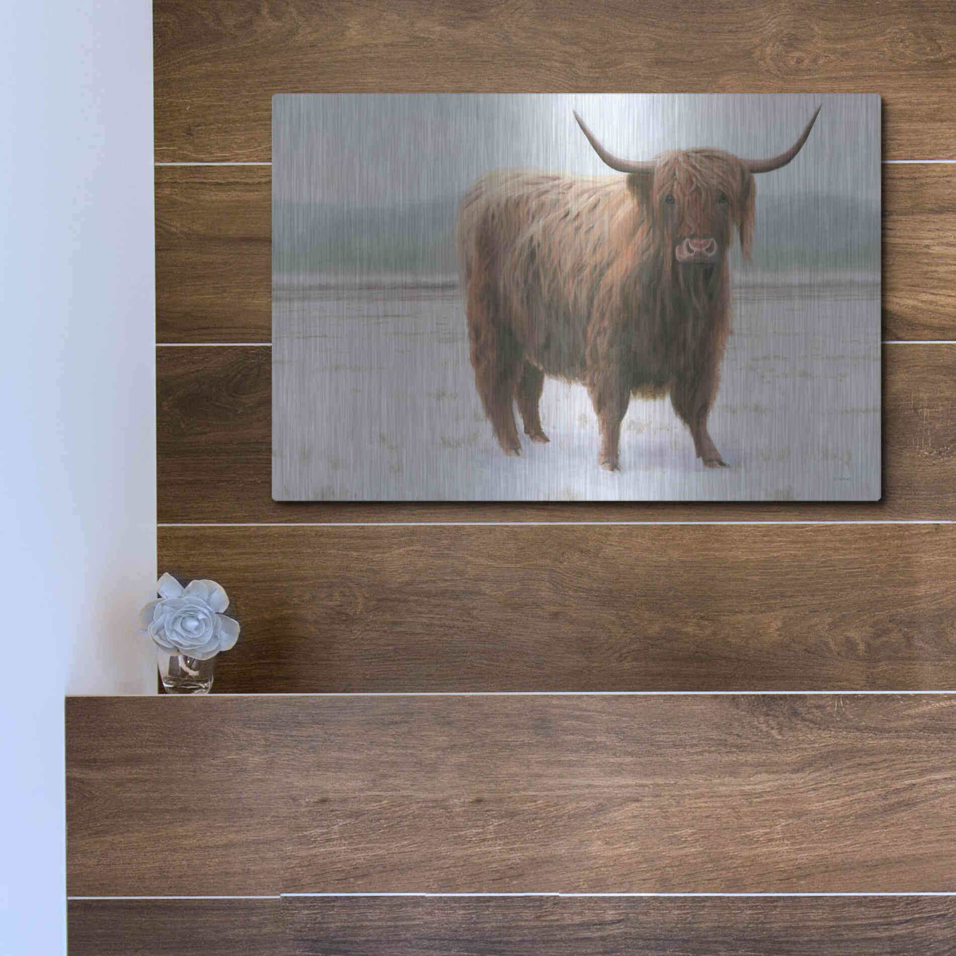 Luxe Metal Art 'King of the Highland Fields' by James Wiens, Metal Wall Art,16x12