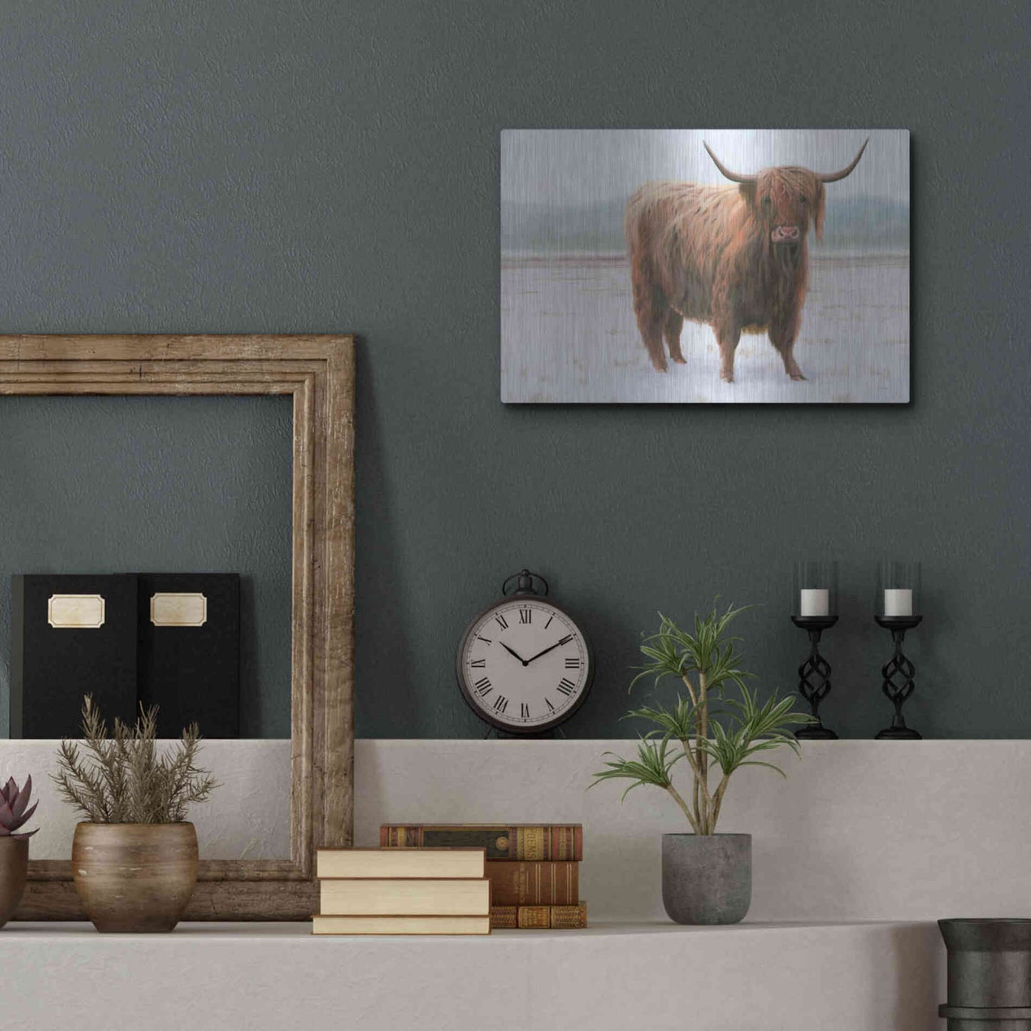 Luxe Metal Art 'King of the Highland Fields' by James Wiens, Metal Wall Art,16x12