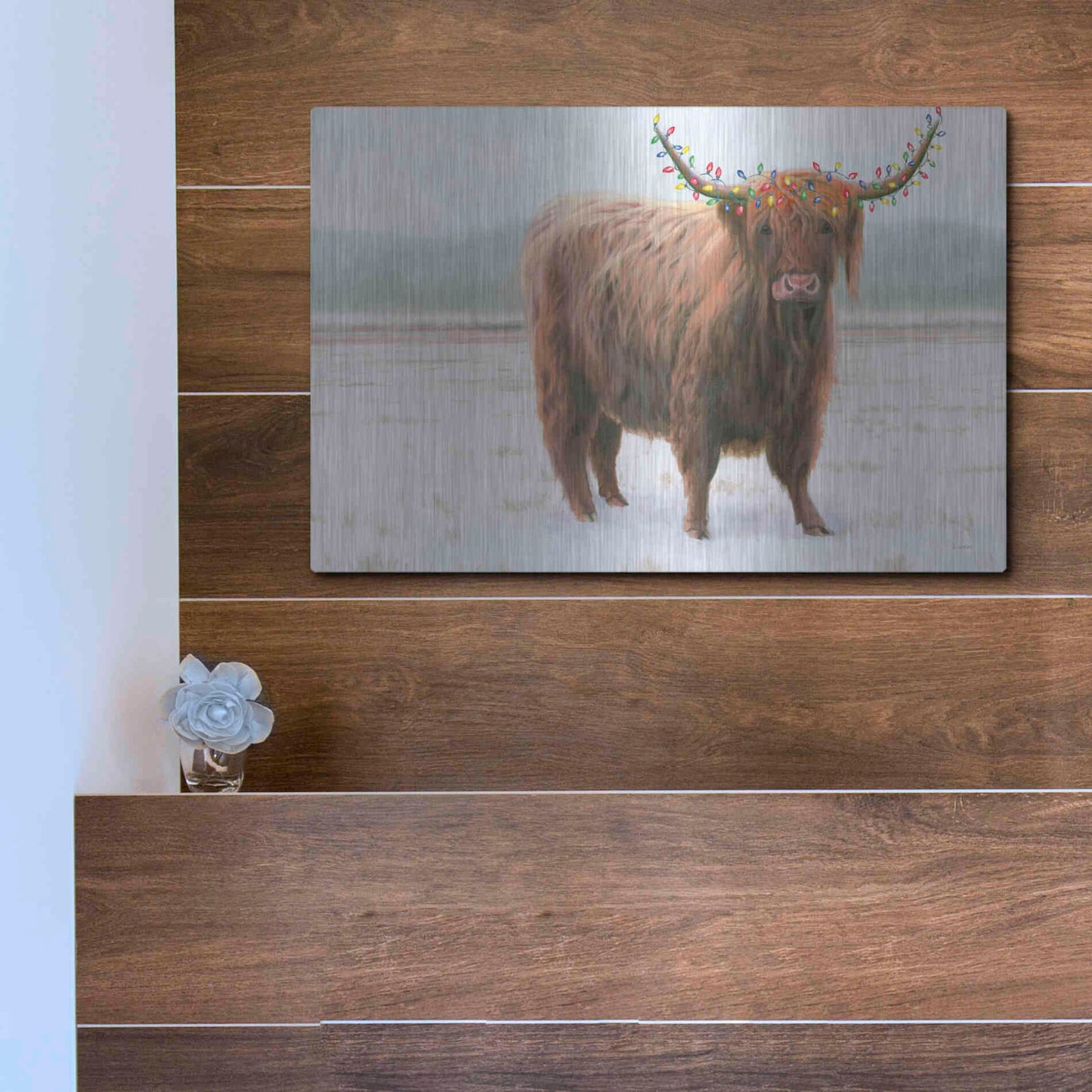 Luxe Metal Art 'King of the Highland Fields Lights' by James Wiens, Metal Wall Art,16x12
