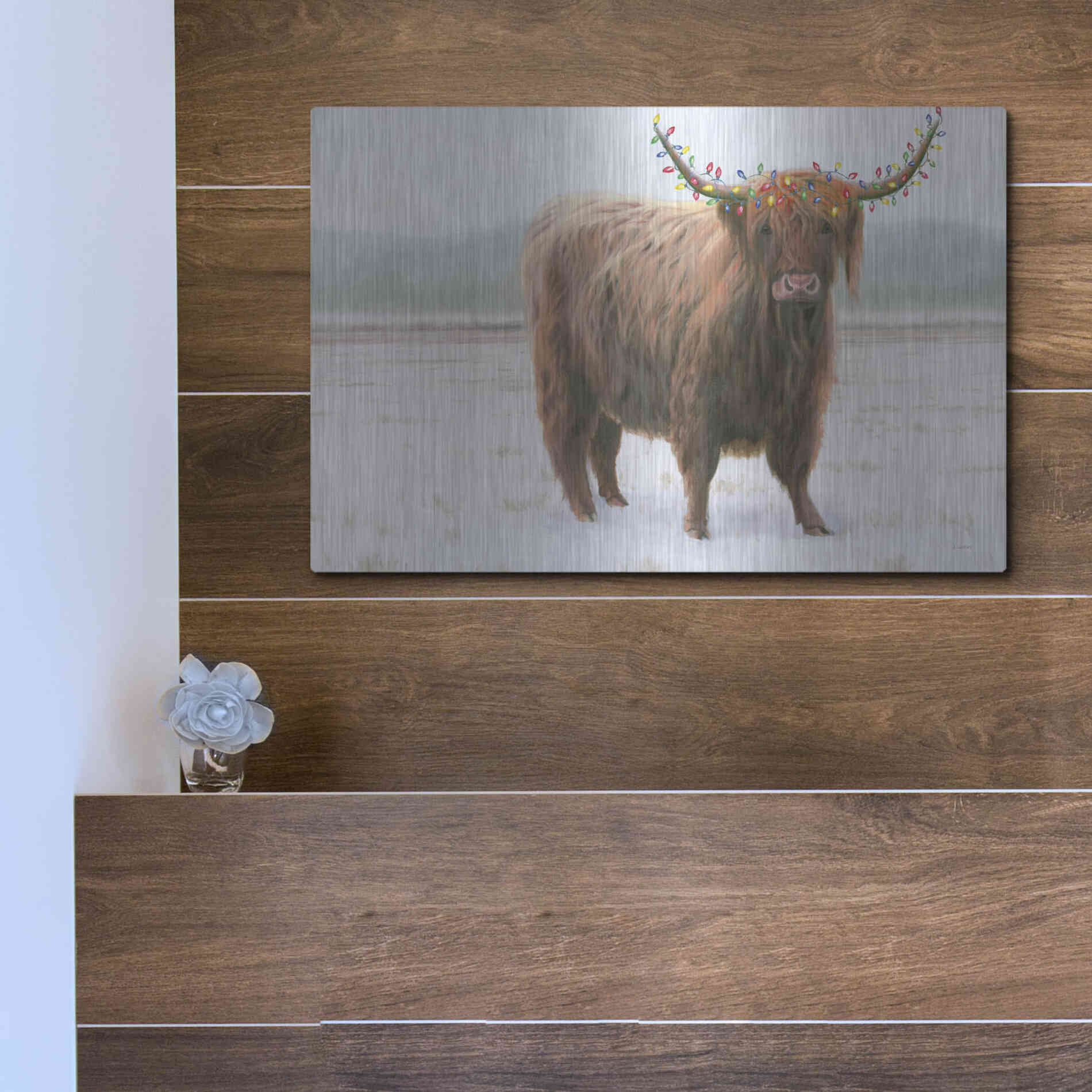 Luxe Metal Art 'King of the Highland Fields Lights' by James Wiens, Metal Wall Art,16x12