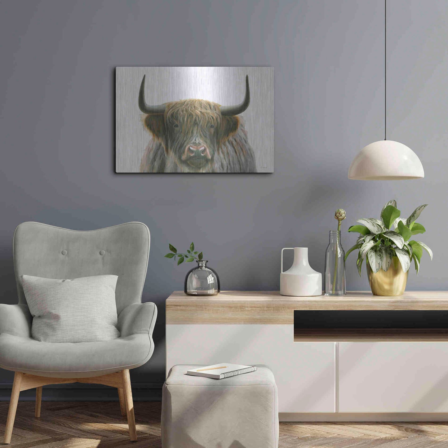 Luxe Metal Art 'Highlander' by James Wiens, Metal Wall Art,24x16