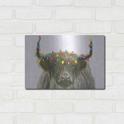 Luxe Metal Art 'Holiday Highlander' by James Wiens, Metal Wall Art,16x12