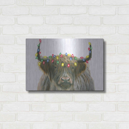 Luxe Metal Art 'Holiday Highlander' by James Wiens, Metal Wall Art,24x16