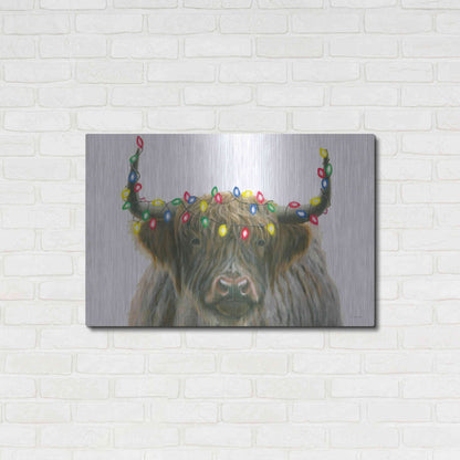 Luxe Metal Art 'Holiday Highlander' by James Wiens, Metal Wall Art,36x24