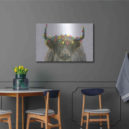 Luxe Metal Art 'Holiday Highlander' by James Wiens, Metal Wall Art,36x24