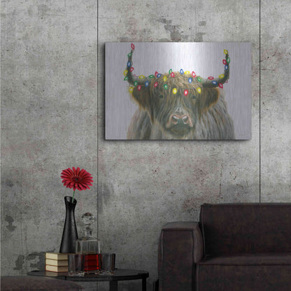 Luxe Metal Art 'Holiday Highlander' by James Wiens, Metal Wall Art,36x24