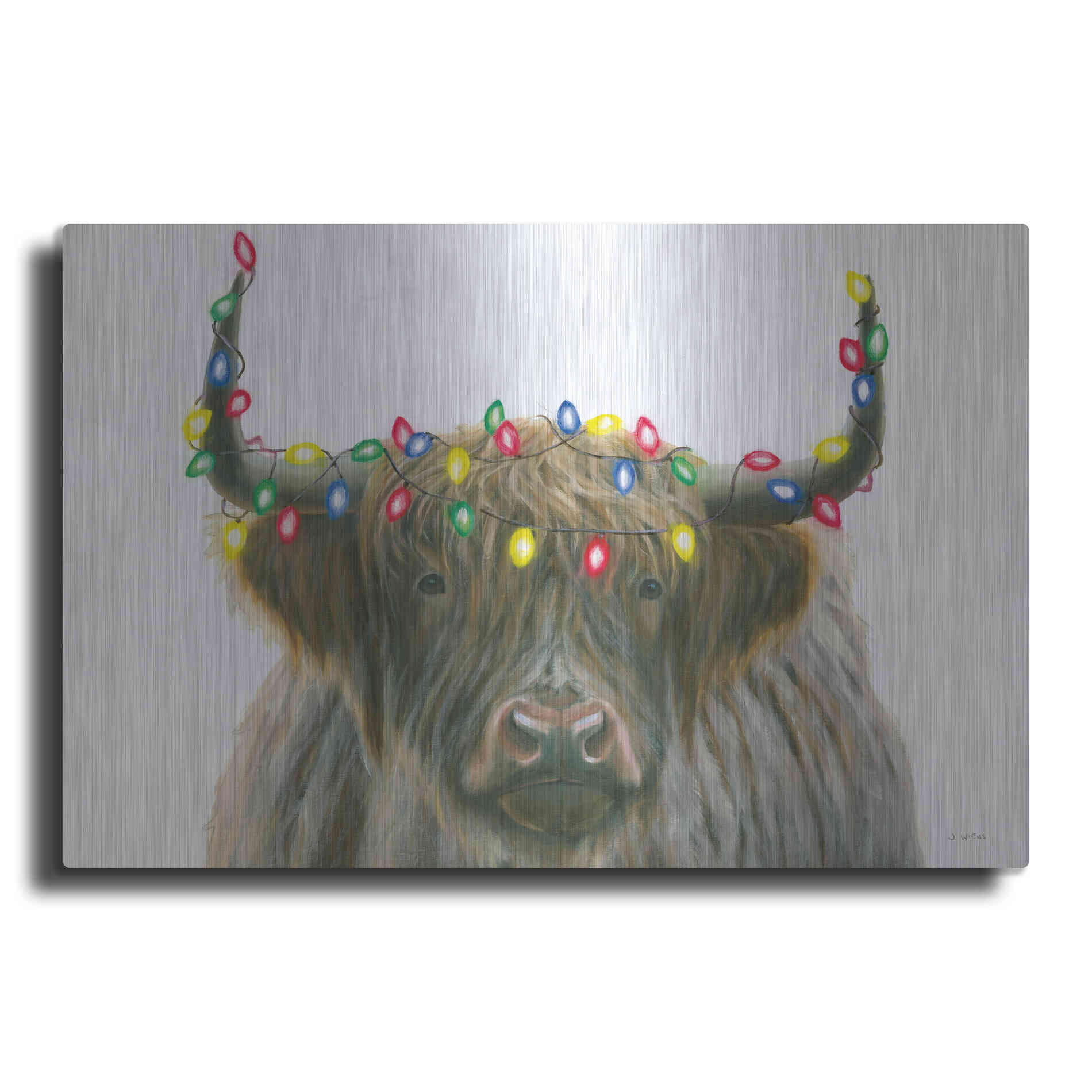 Luxe Metal Art 'Holiday Highlander' by James Wiens, Metal Wall Art