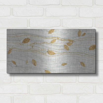 Luxe Metal Art 'Golden Fossil Leaves' by James Wiens, Metal Wall Art,24x12