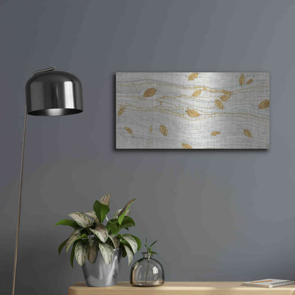 Luxe Metal Art 'Golden Fossil Leaves' by James Wiens, Metal Wall Art,24x12