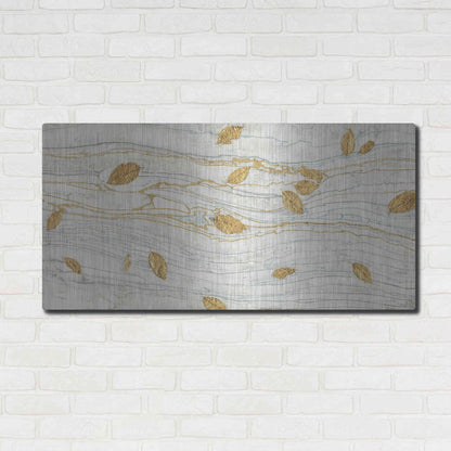 Luxe Metal Art 'Golden Fossil Leaves' by James Wiens, Metal Wall Art,48x24
