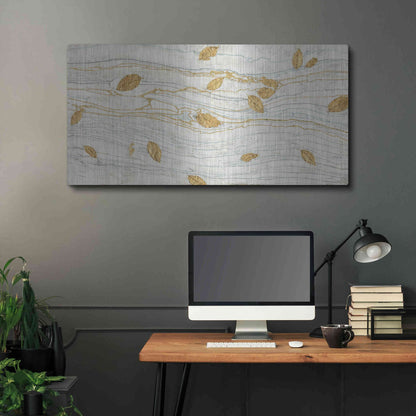 Luxe Metal Art 'Golden Fossil Leaves' by James Wiens, Metal Wall Art,48x24