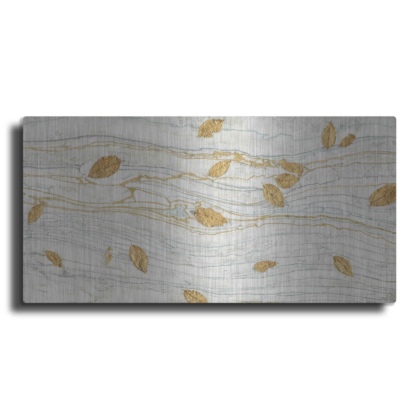 Luxe Metal Art 'Golden Fossil Leaves' by James Wiens, Metal Wall Art
