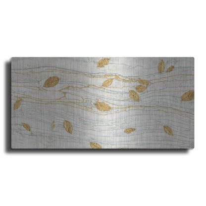 Luxe Metal Art 'Golden Fossil Leaves' by James Wiens, Metal Wall Art