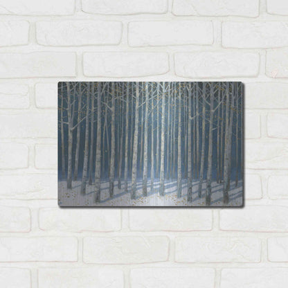 Luxe Metal Art 'Shimmering Birches' by James Wiens, Metal Wall Art,16x12