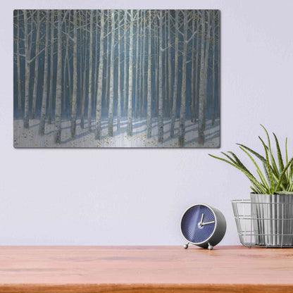 Luxe Metal Art 'Shimmering Birches' by James Wiens, Metal Wall Art,16x12