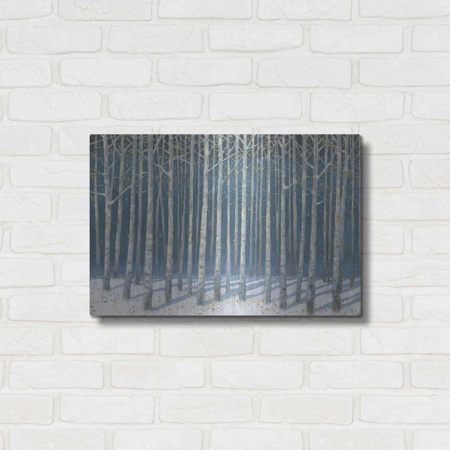 Luxe Metal Art 'Shimmering Birches' by James Wiens, Metal Wall Art,24x16