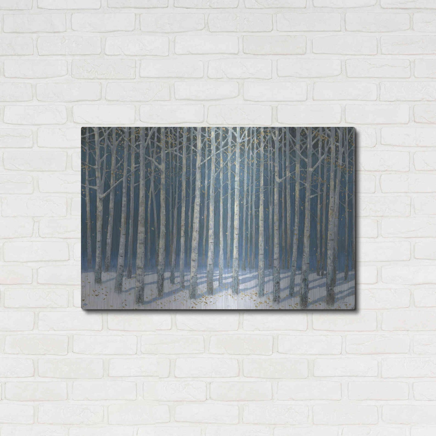 Luxe Metal Art 'Shimmering Birches' by James Wiens, Metal Wall Art,36x24