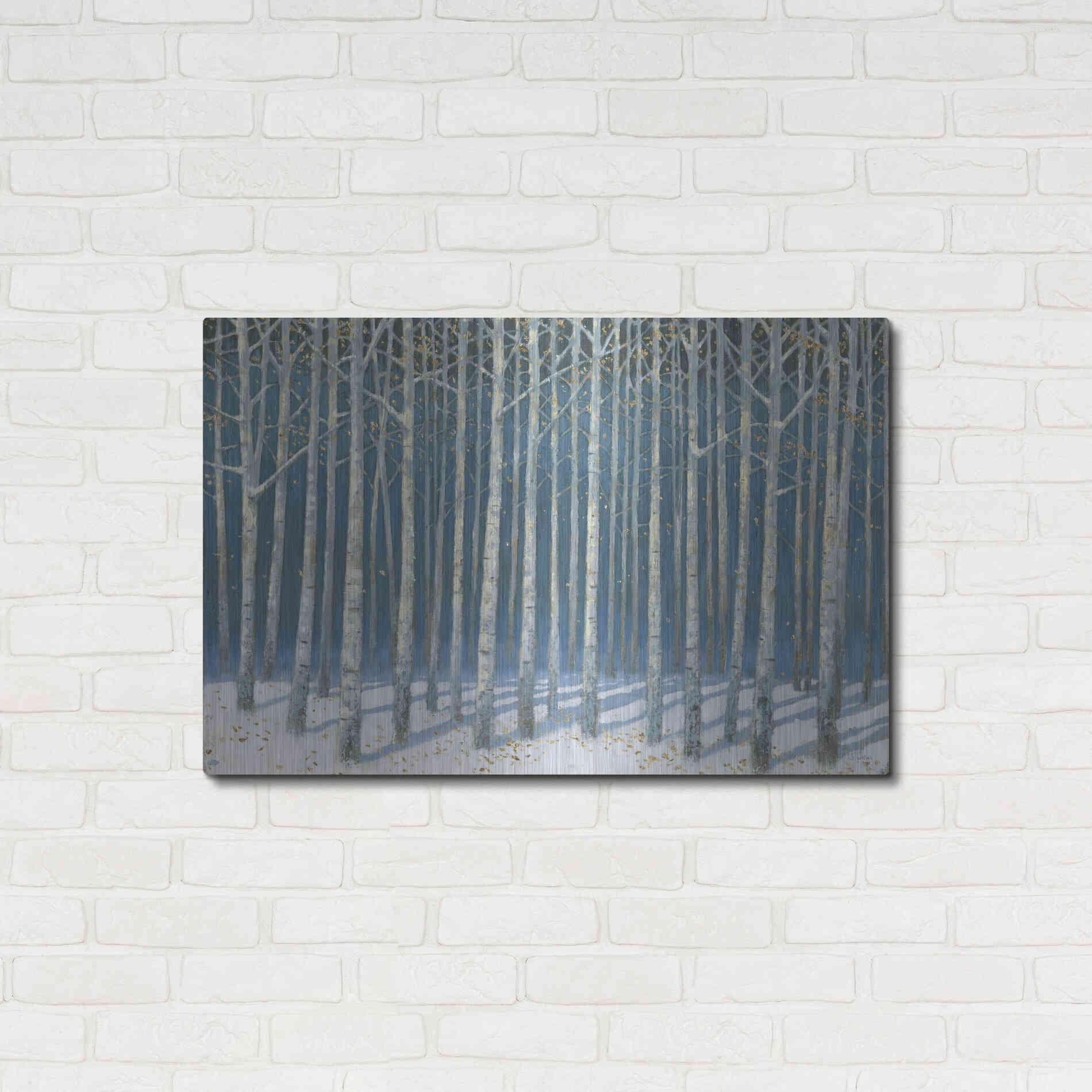 Luxe Metal Art 'Shimmering Birches' by James Wiens, Metal Wall Art,36x24