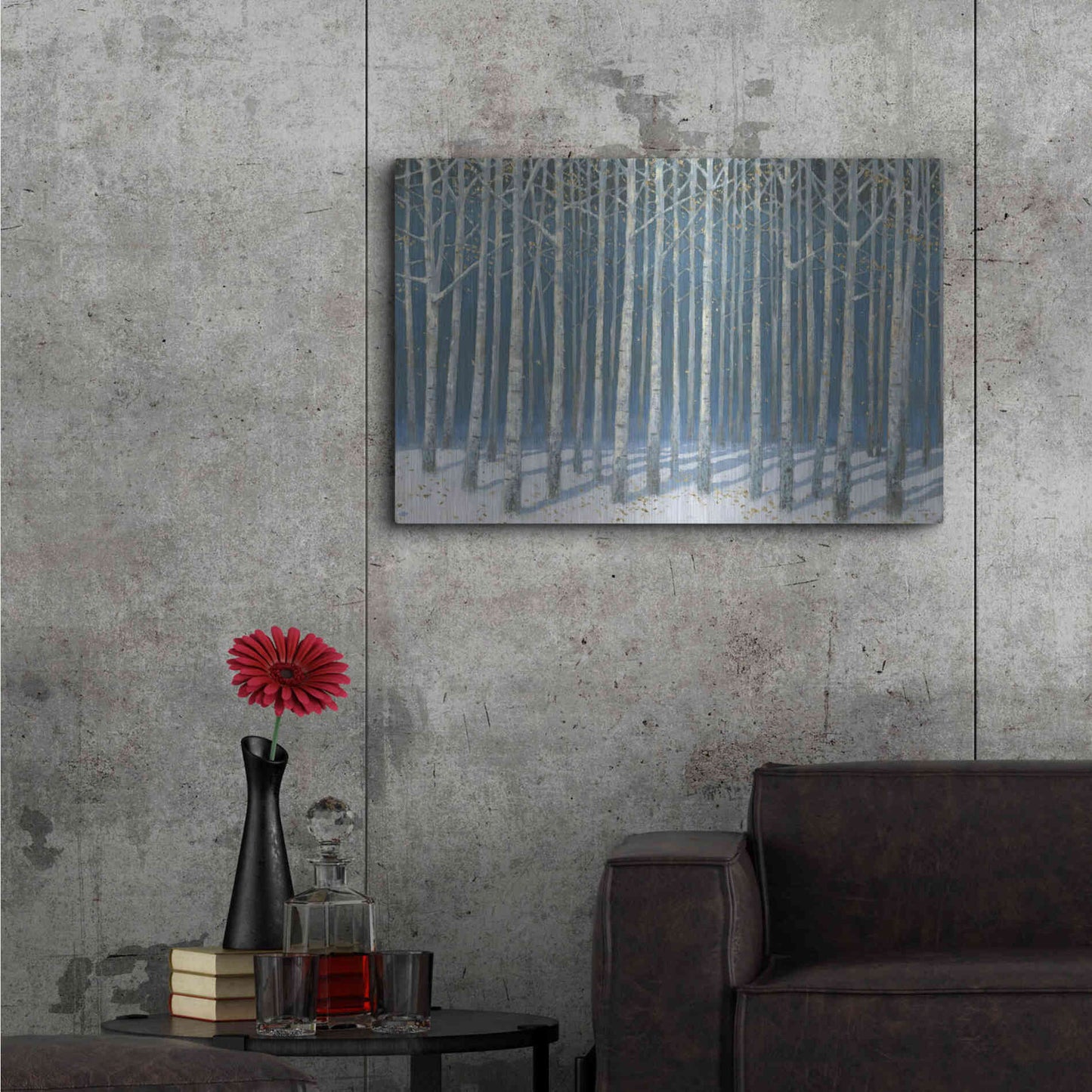 Luxe Metal Art 'Shimmering Birches' by James Wiens, Metal Wall Art,36x24