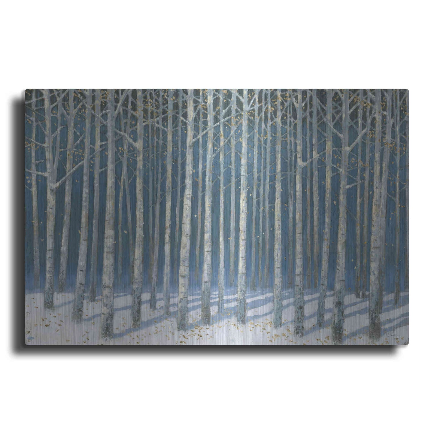 Luxe Metal Art 'Shimmering Birches' by James Wiens, Metal Wall Art